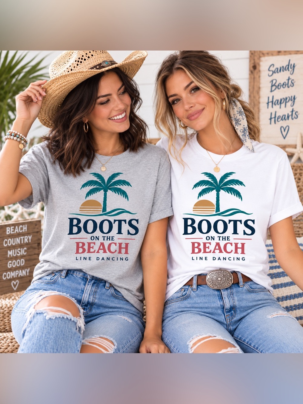 Light Gray Bella Canvas 3001 Unisex BOOTS ON THE BEACH Graphic Tee by RELUGO365